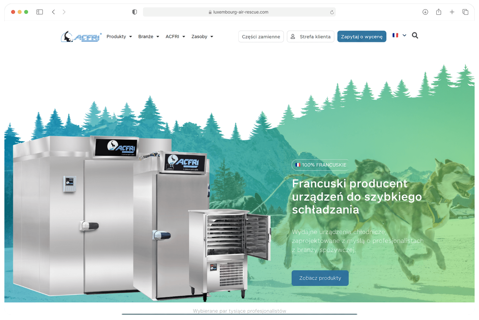 Strona ACFRI oparta na WordPressie widziana oczami odwiedzającego