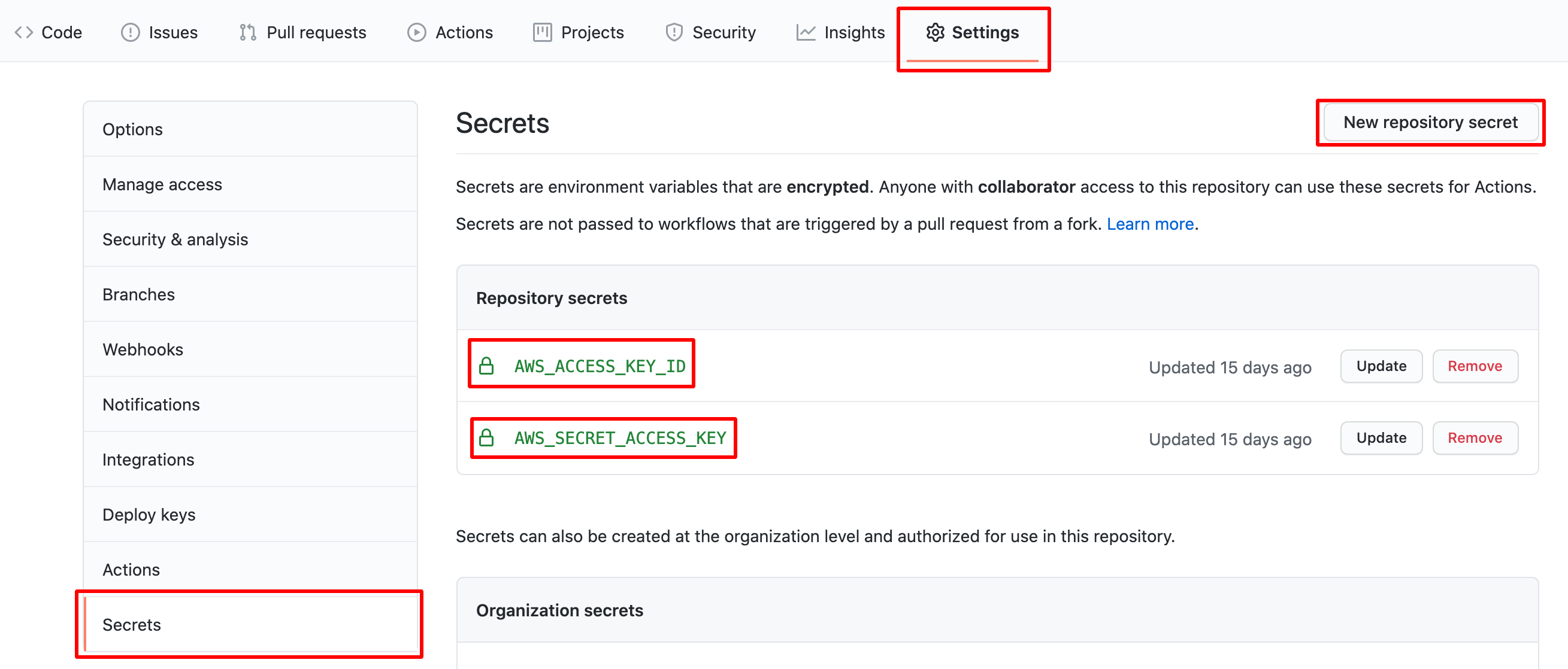 github-setup-secrets-variables