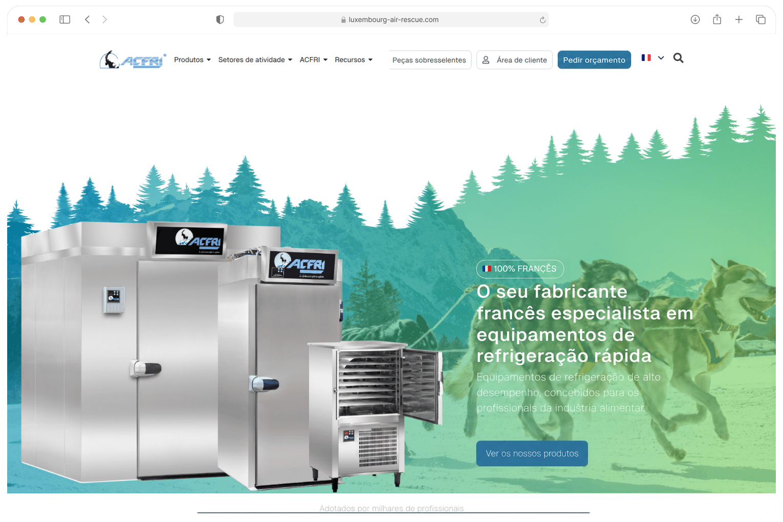 Site da ACFRI, feito em WordPress, visto por um visitante