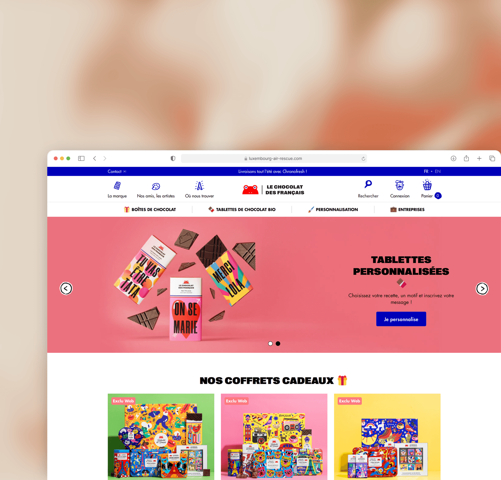 Le Chocolat des Français - page d'accueil de la boutique en ligne