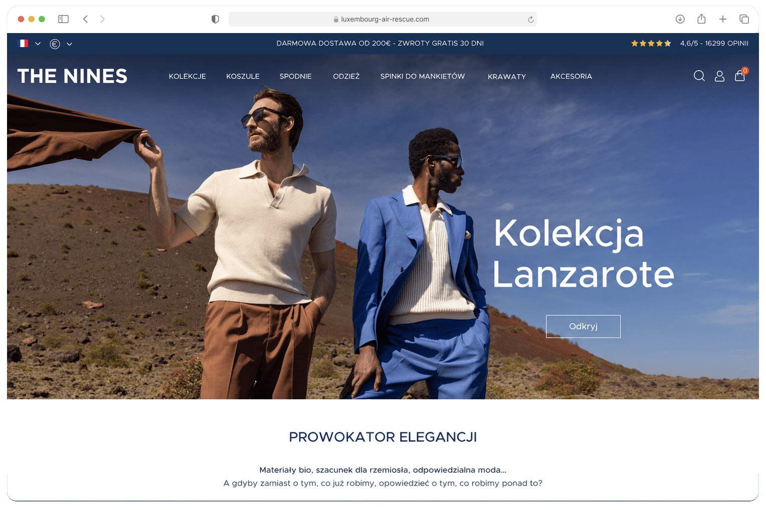 Sklep The Nines działający na PrestaShop