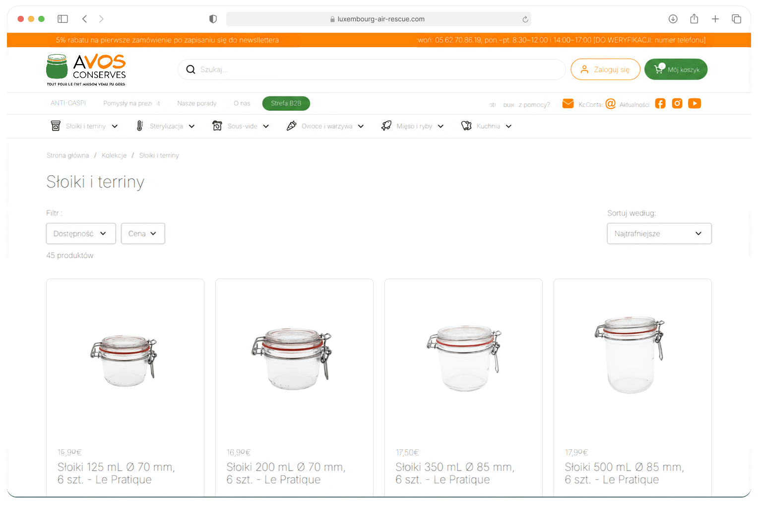 Kolekcja Bocaux et Terrines sklepu À Vos Conserves, działającego na Shopify