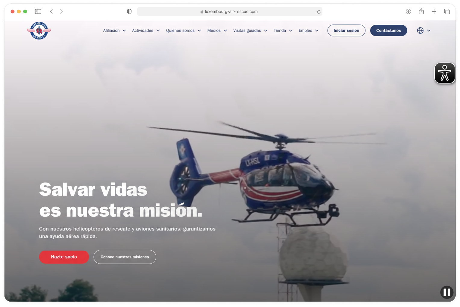 Web publicada de Luxembourg Air Rescue vista por un visitante