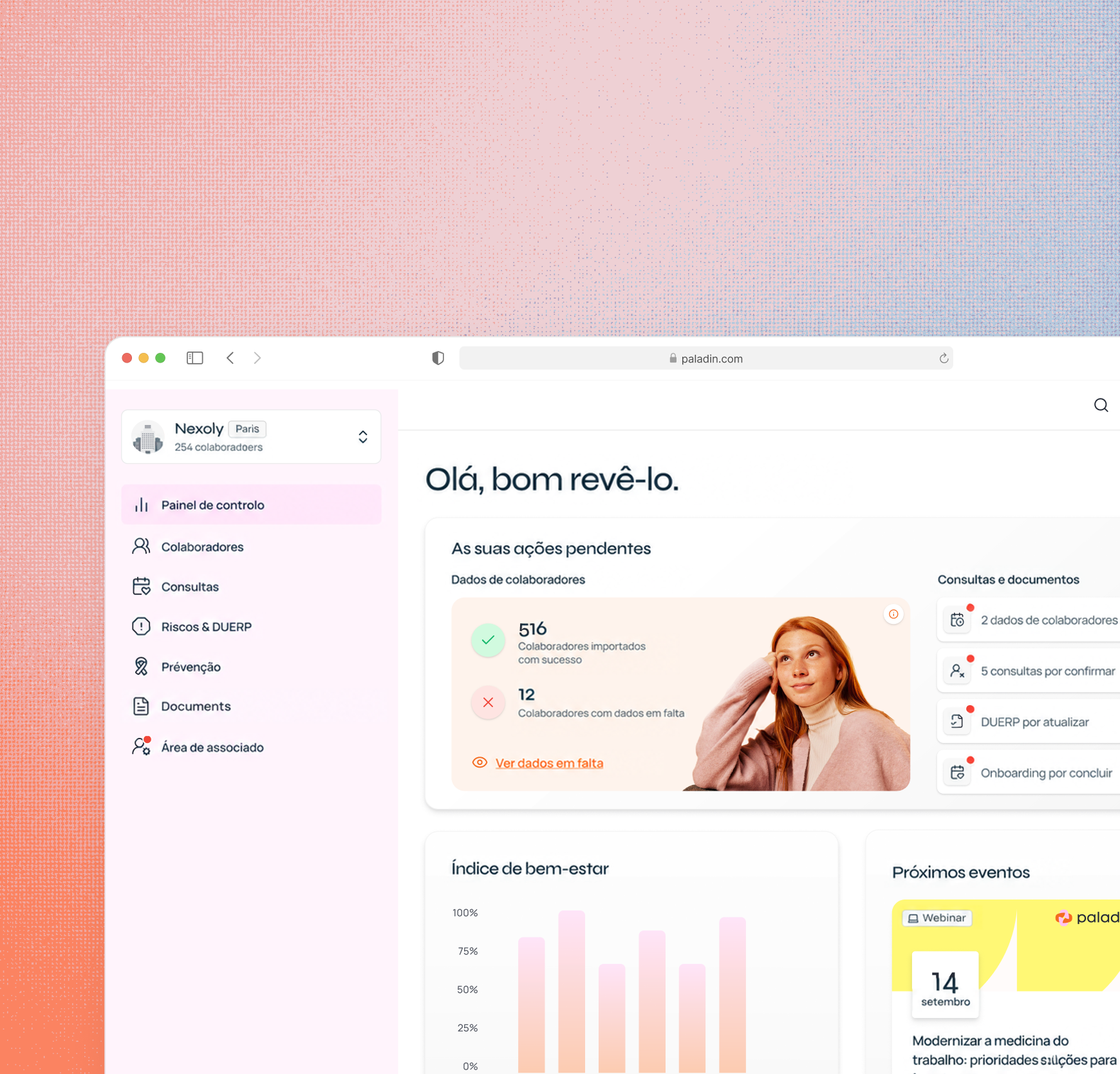 Paladin - dashboard de um centro de medicina do trabalho
