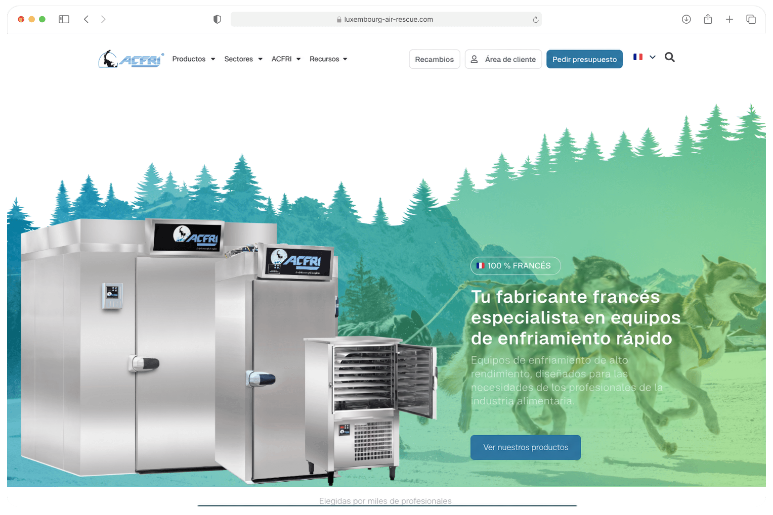 Web de ACFRI, desarrollada con WordPress, tal como la ve un visitante