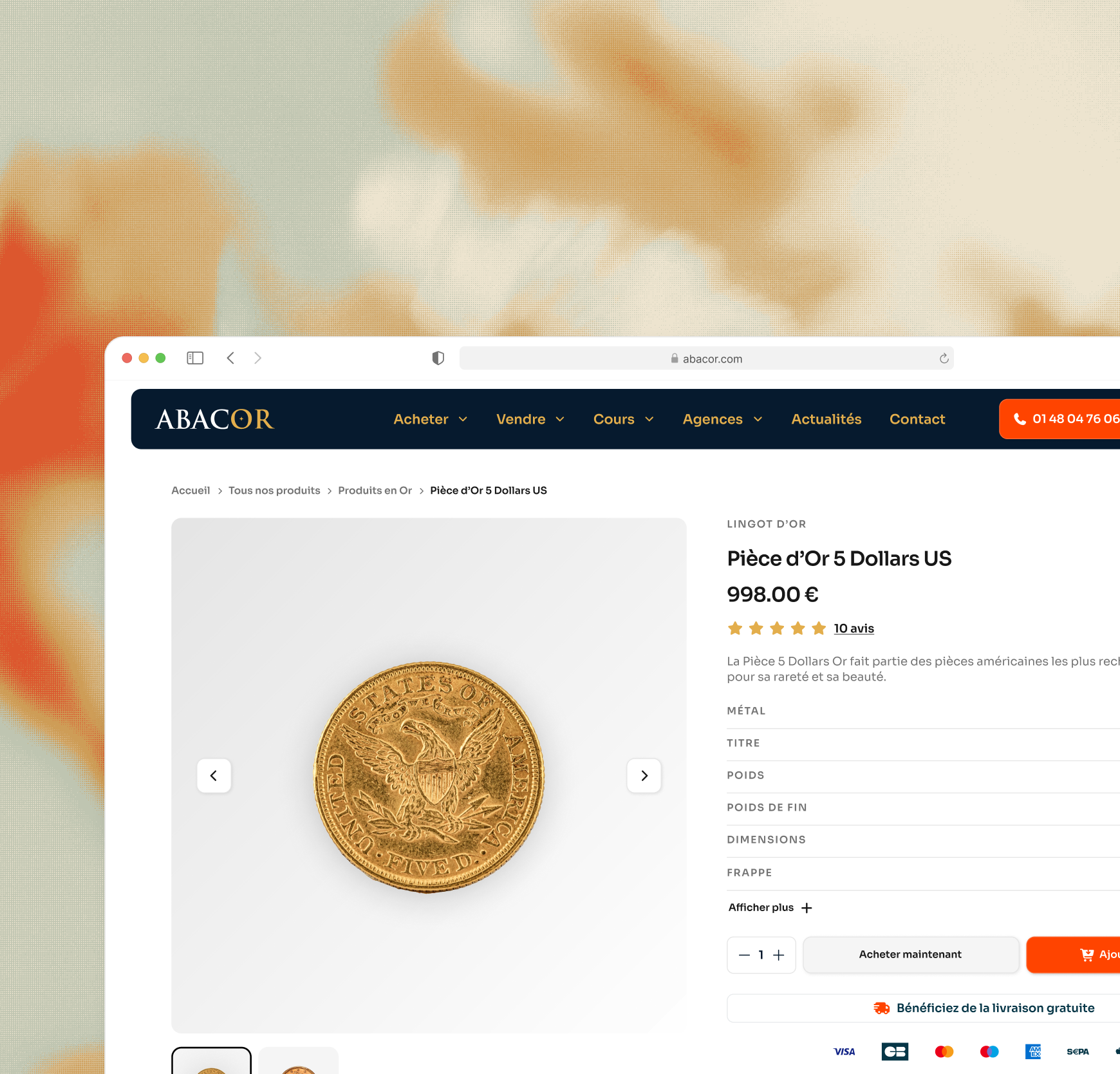 Abacor - fiche produit d'une pièce d'or