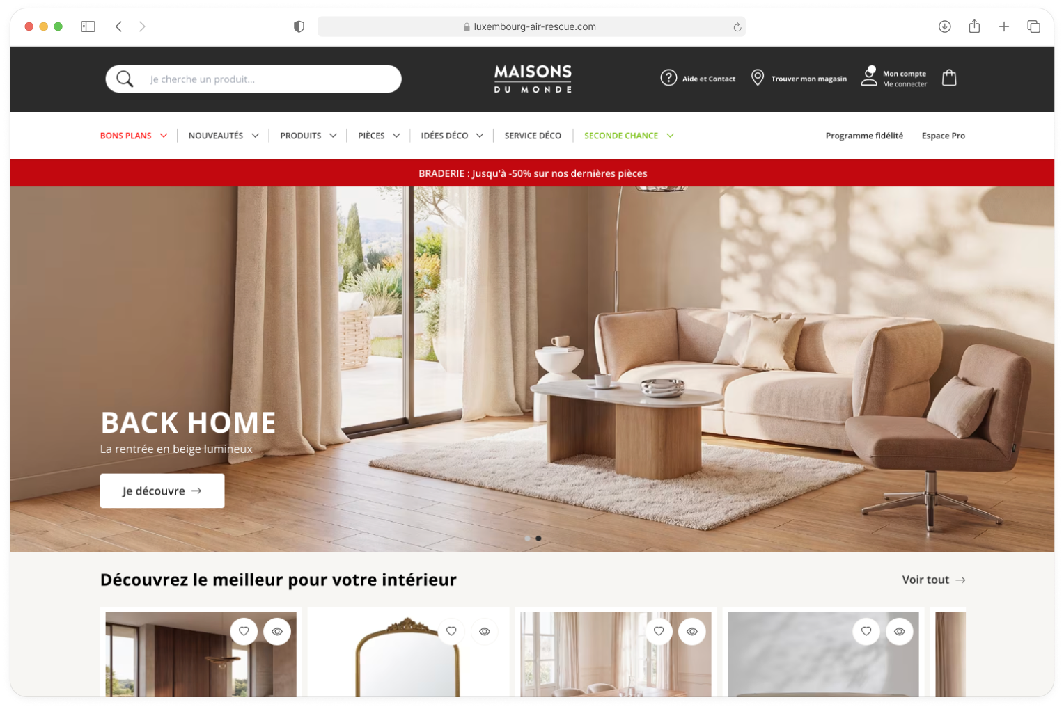 Boutique Magento publiée vue par un visiteur