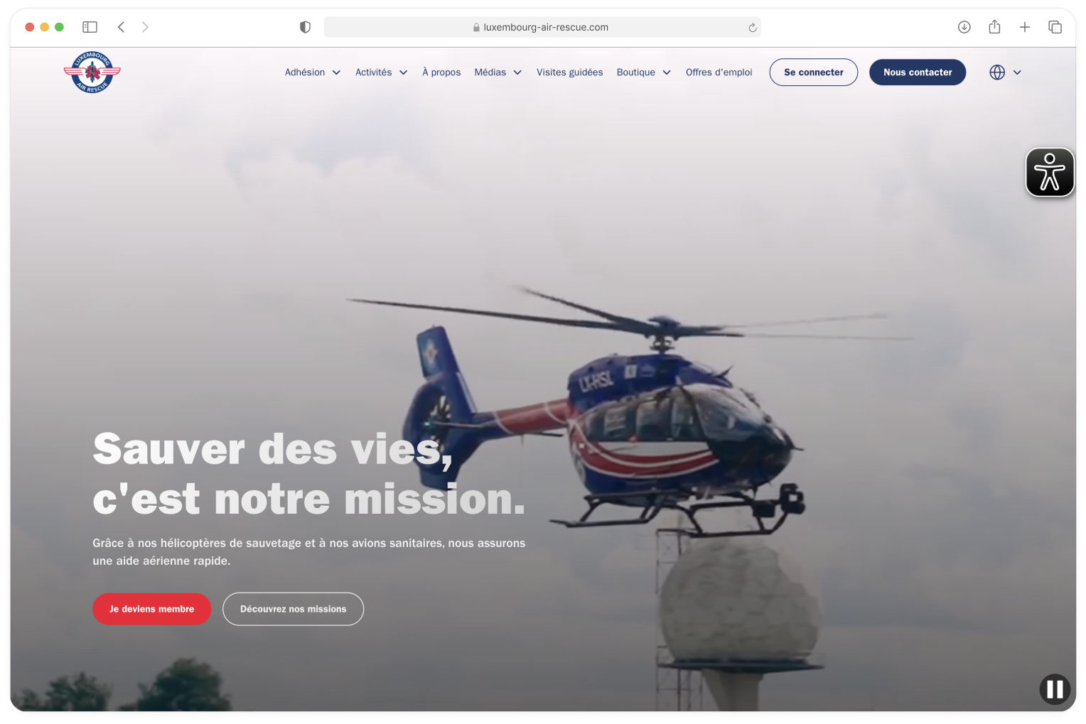 Il sito pubblicato di Luxembourg Air Rescue visto da un visitatore